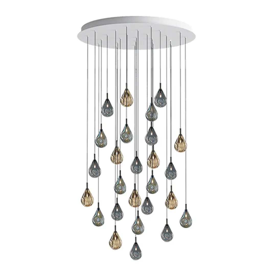 Modern ceiling light with multiple hanging teardrop pendants