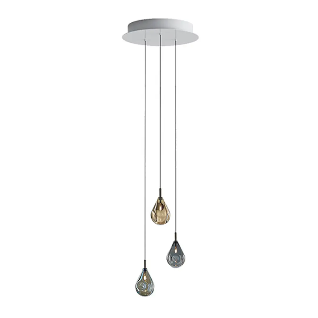 Modern pendant lights with multicolored glass shades