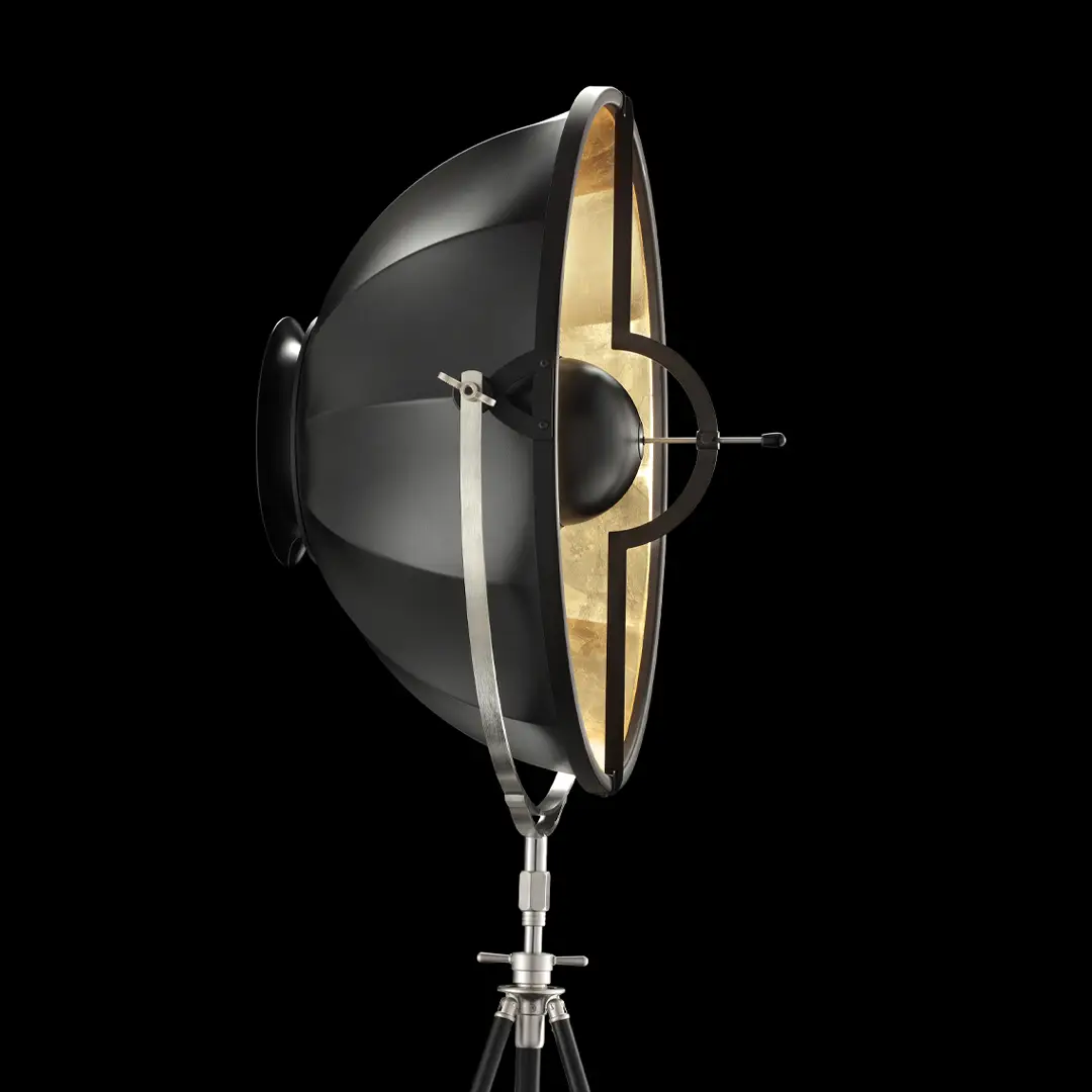 Vintage studio spotlight on black background