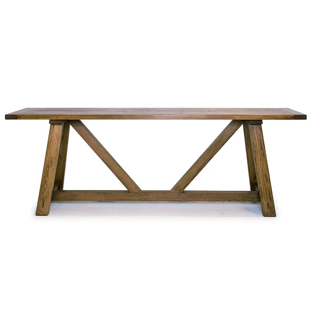 Wooden dining table with X-shaped legs