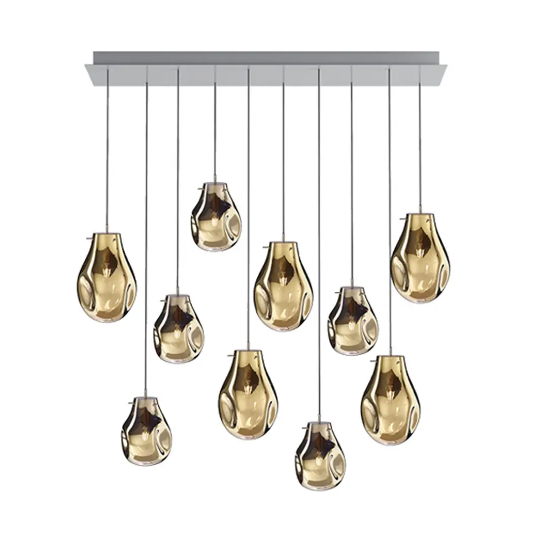 Modern golden pendant lights hanging from ceiling