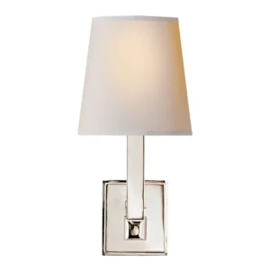 Elegant silver table lamp with white shade