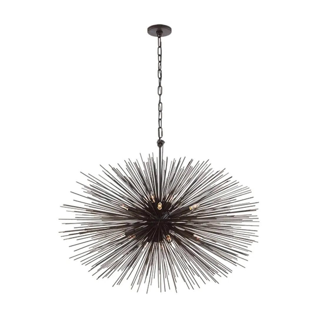 Modern starburst chandelier with metallic rods