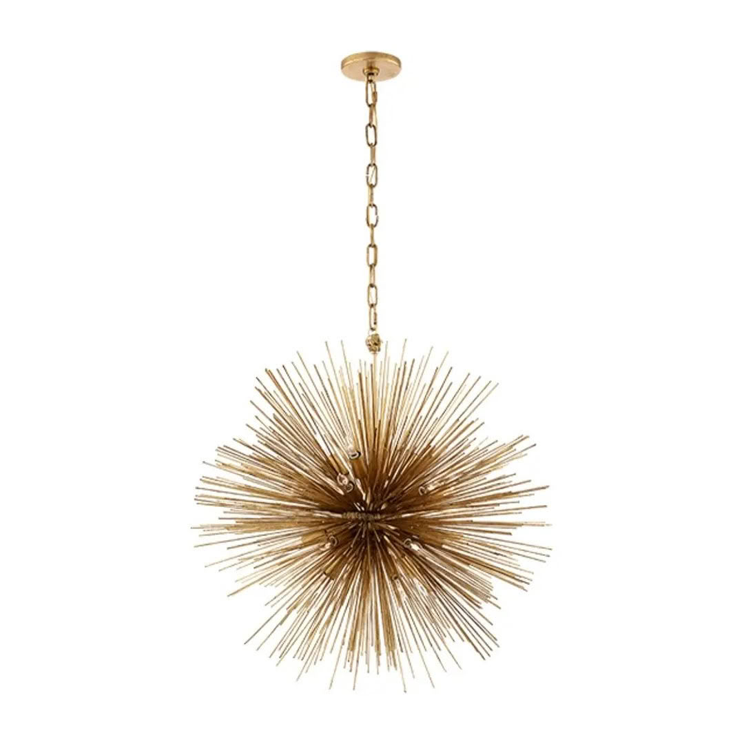 Gold sputnik chandelier hanging on chain