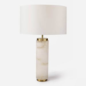 COMO TABLE LAMP - ALABASTER WITH WHITE CHINTZ SHADE
