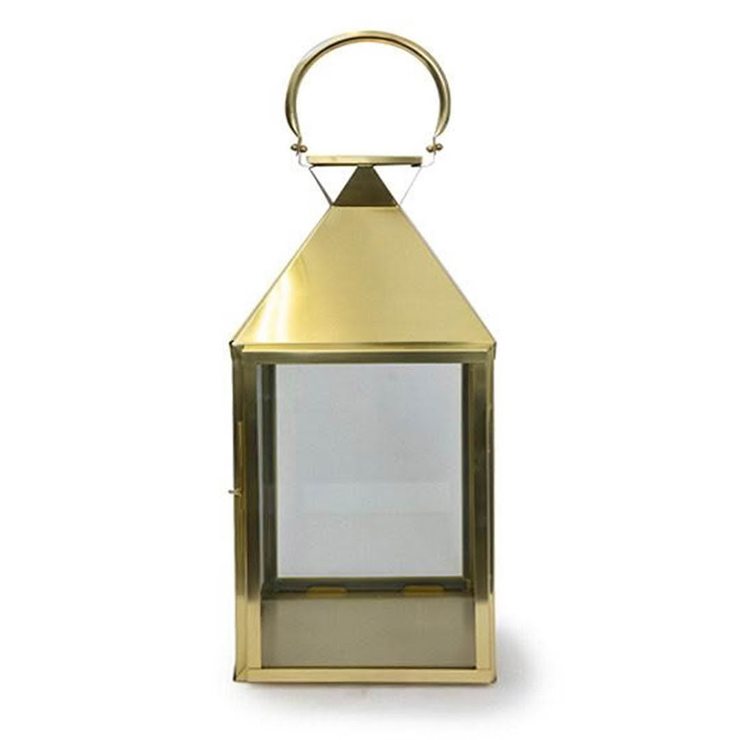 Brass outdoor lantern with glass panels