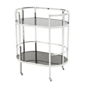 TOWNHOUSE TROLLEY - POLISHED STAINLESS STEEL FINISH SMOKED GLASS