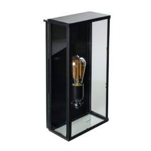Black rectangular wall lamp with Edison bulb