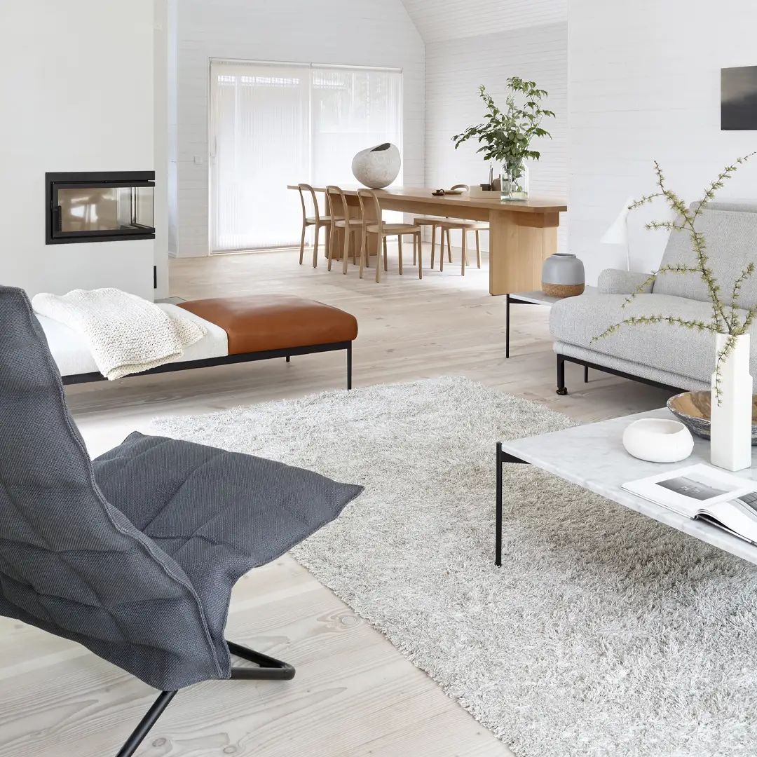 Spacious modern living room with minimalist decor