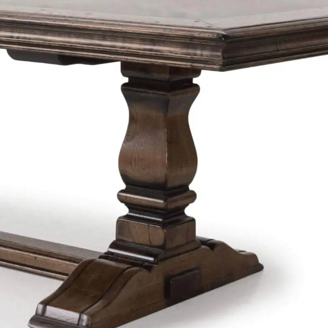 Close-up of an elegant wooden table leg