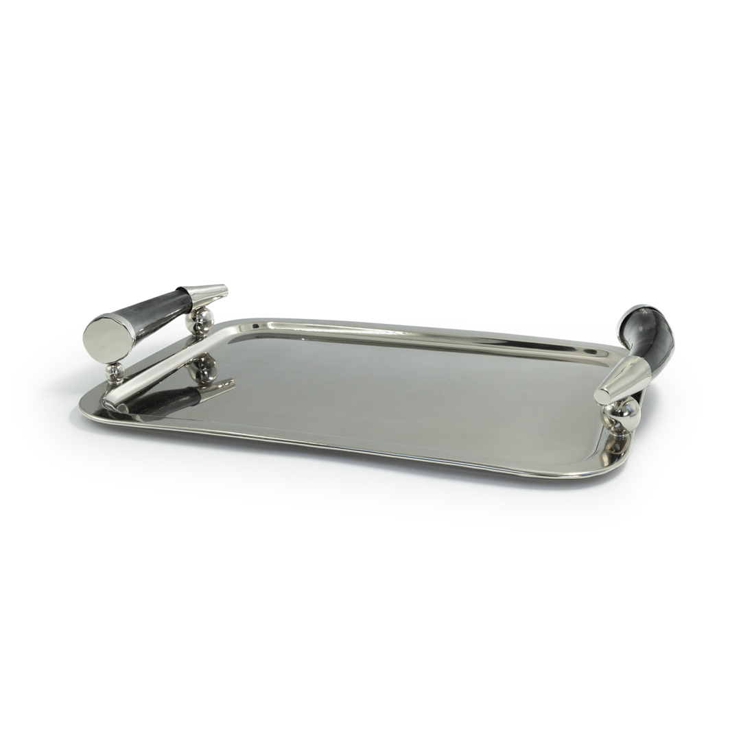 Stainless steel hospital food tray with handles