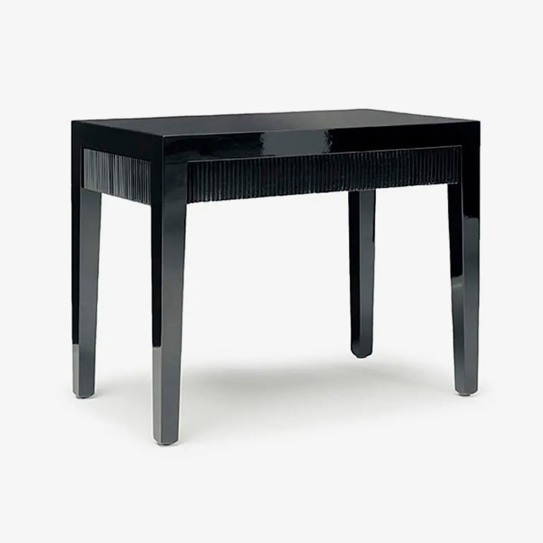 Glossy black modern table isolated on white