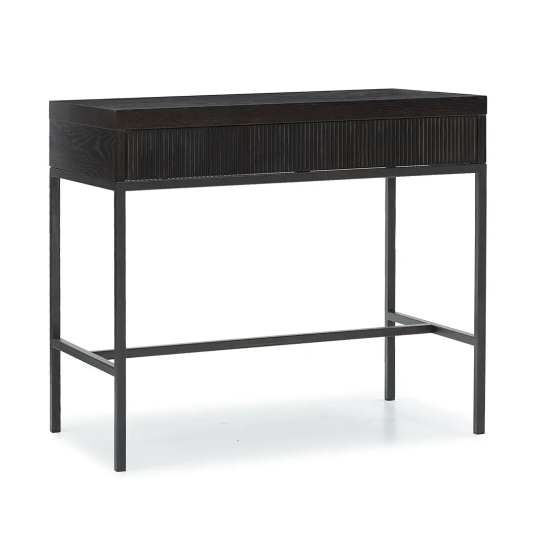 Dark modern console table with metal frame