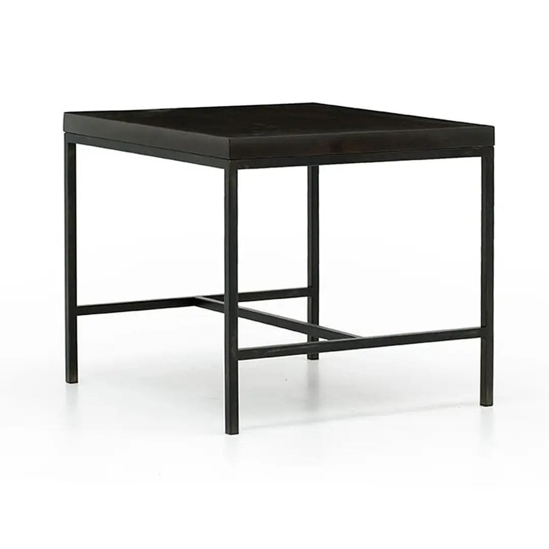 Black metal square side table