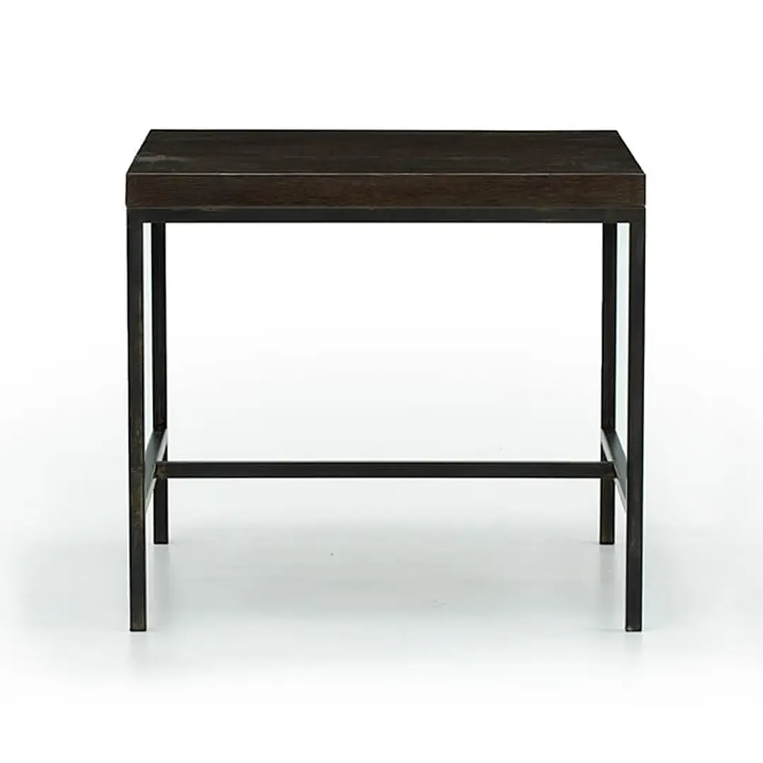 Dark wood top console table with metal frame