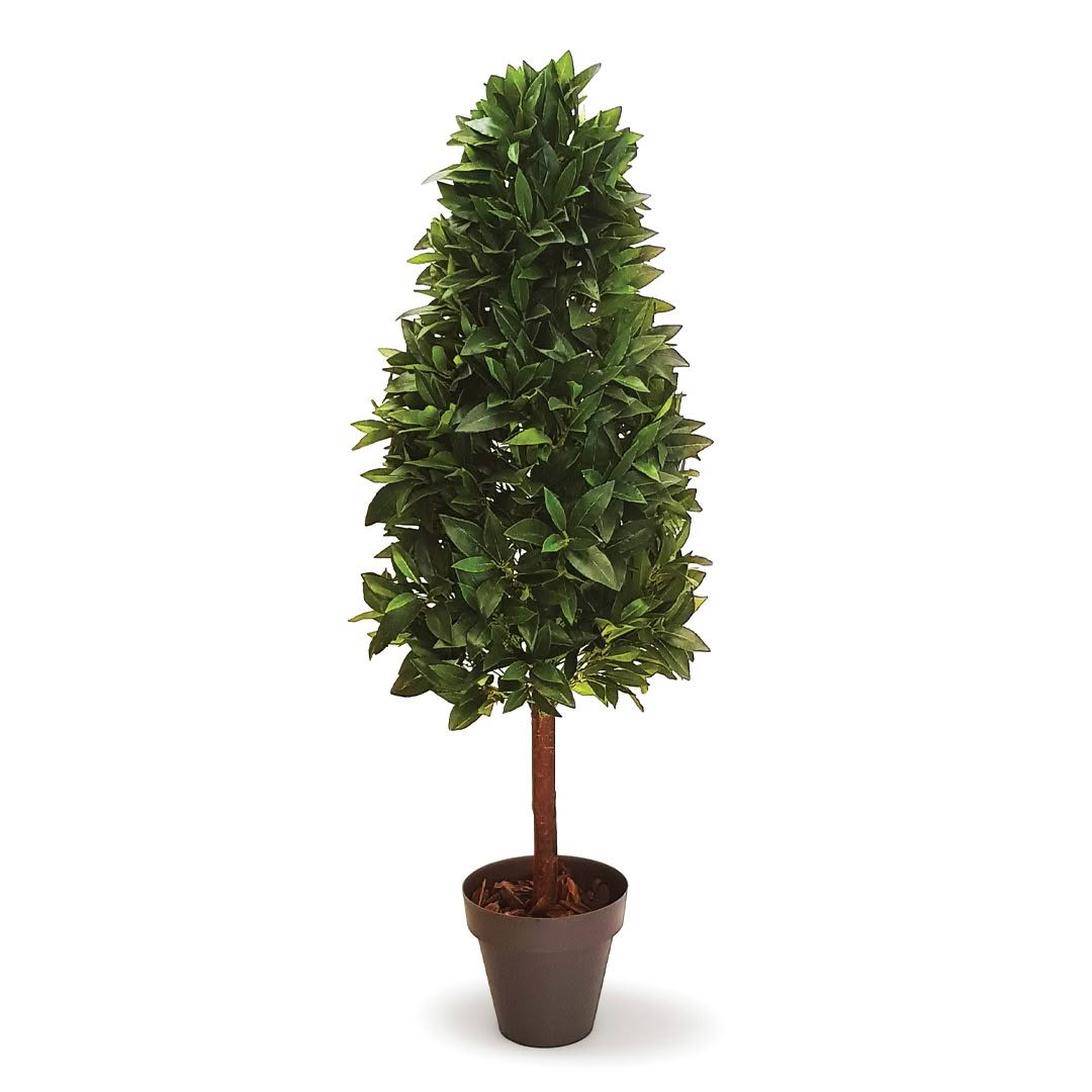 Artificial bay laurel tree in a brown pot