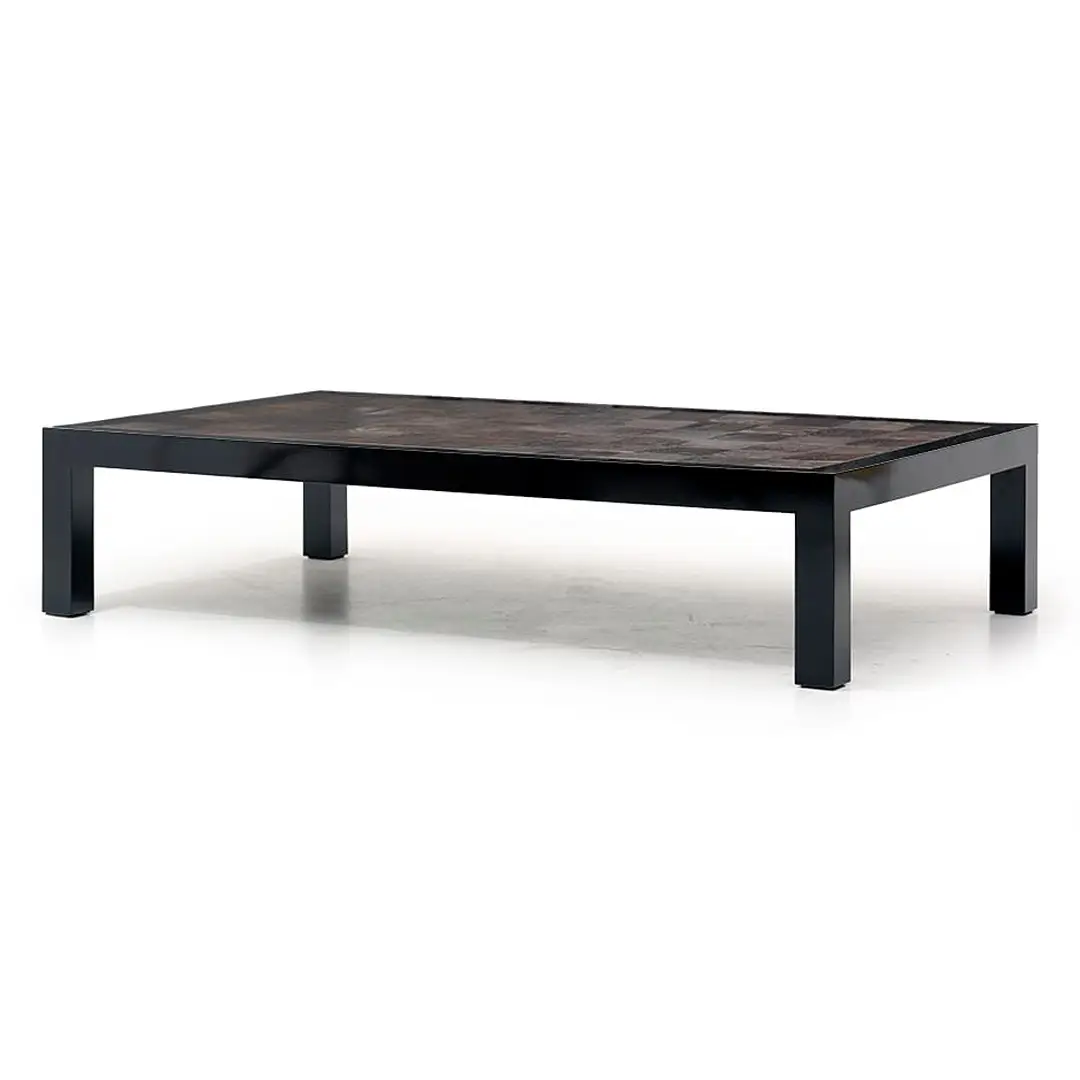 Low modern black wooden coffee table