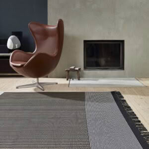 Modern brown egg chair in stylish living room