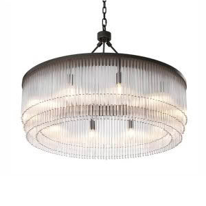 Elegant hanging chandelier with vertical clear rods