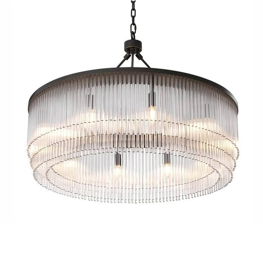 Elegant hanging chandelier with vertical clear rods