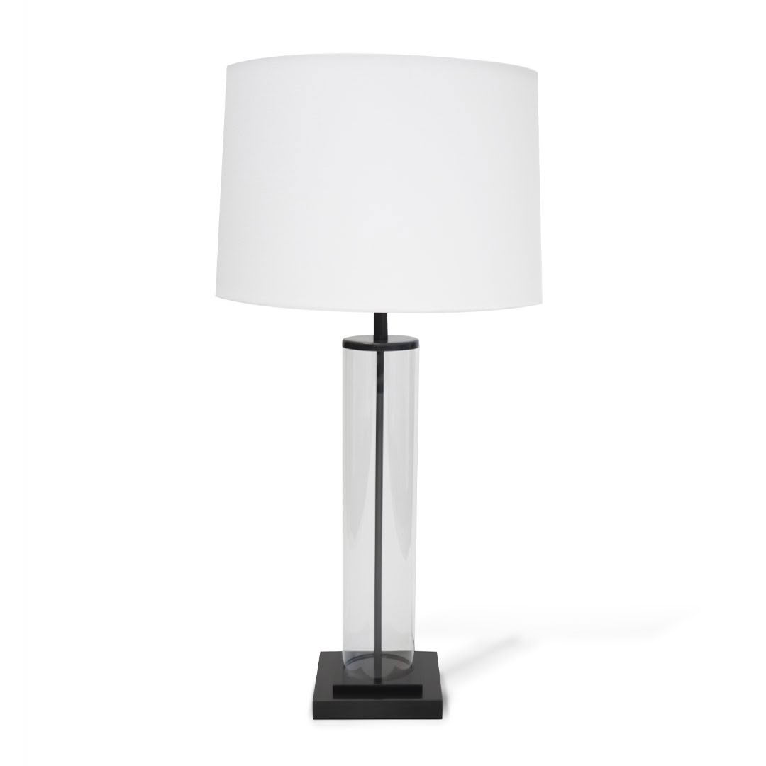 Modern clear glass table lamp with white shade