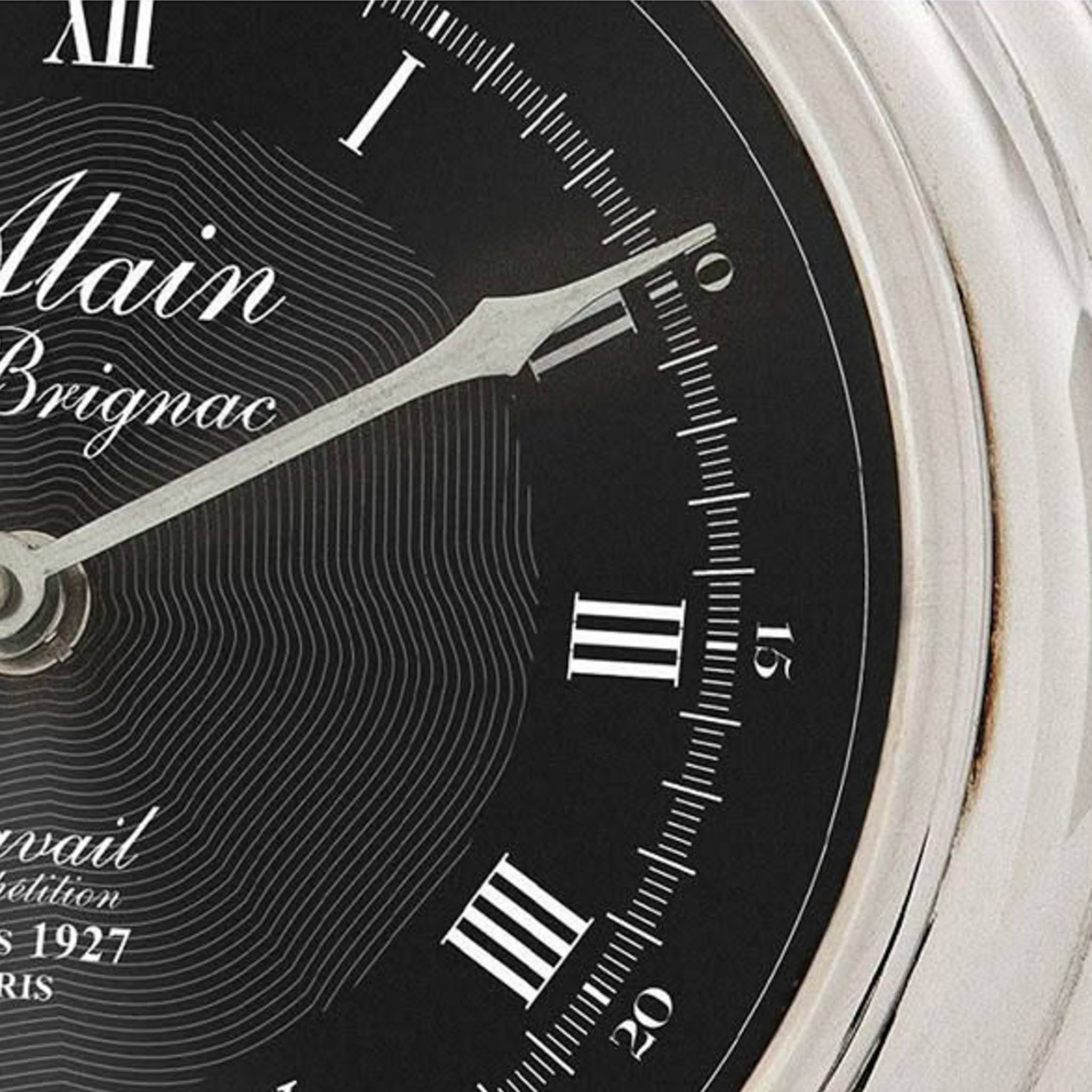 Close-up of Alain Brignac wristwatch face