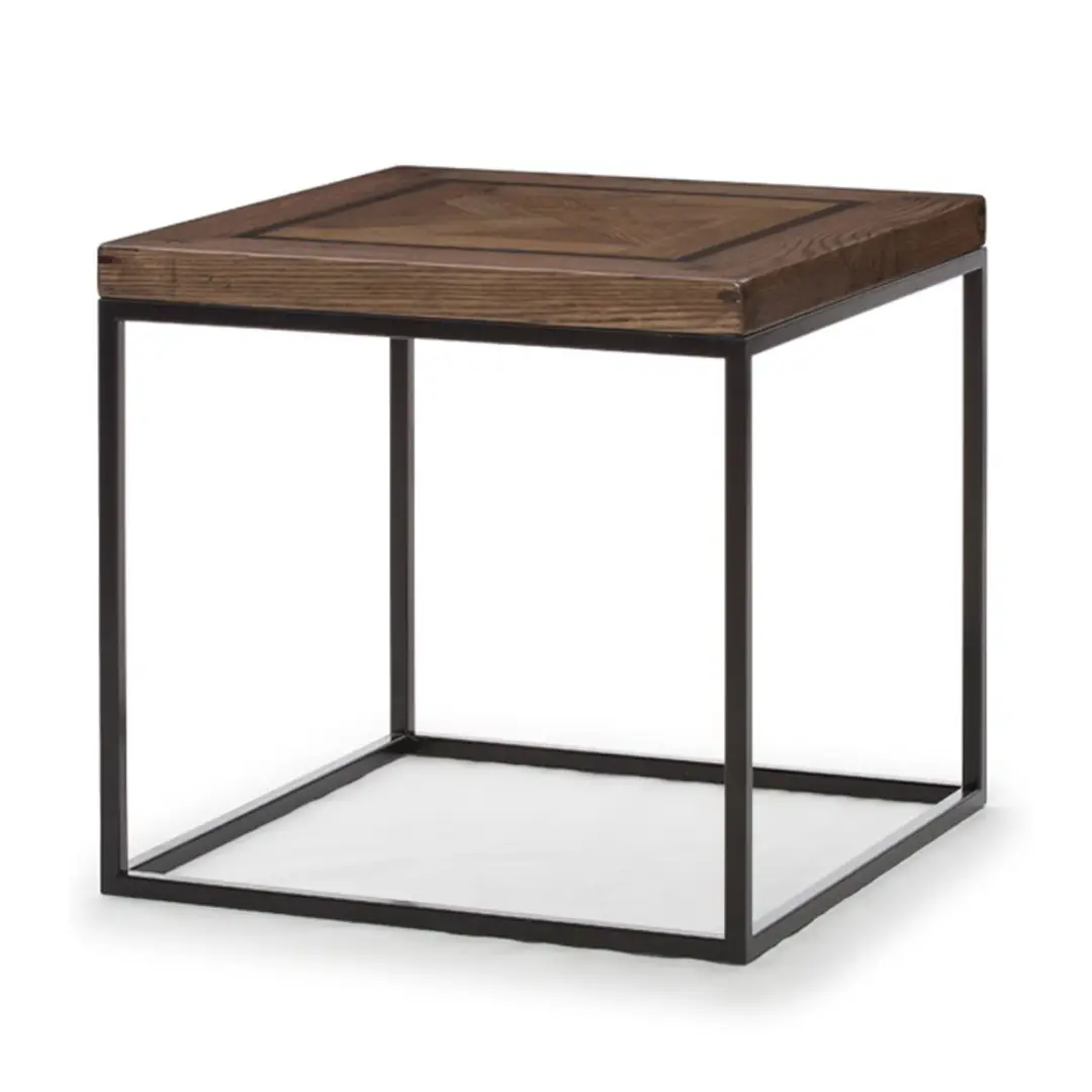 Wooden top side table with metal frame