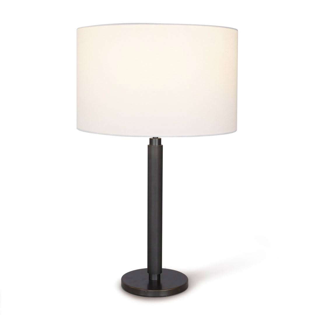 Modern black table lamp with white shade