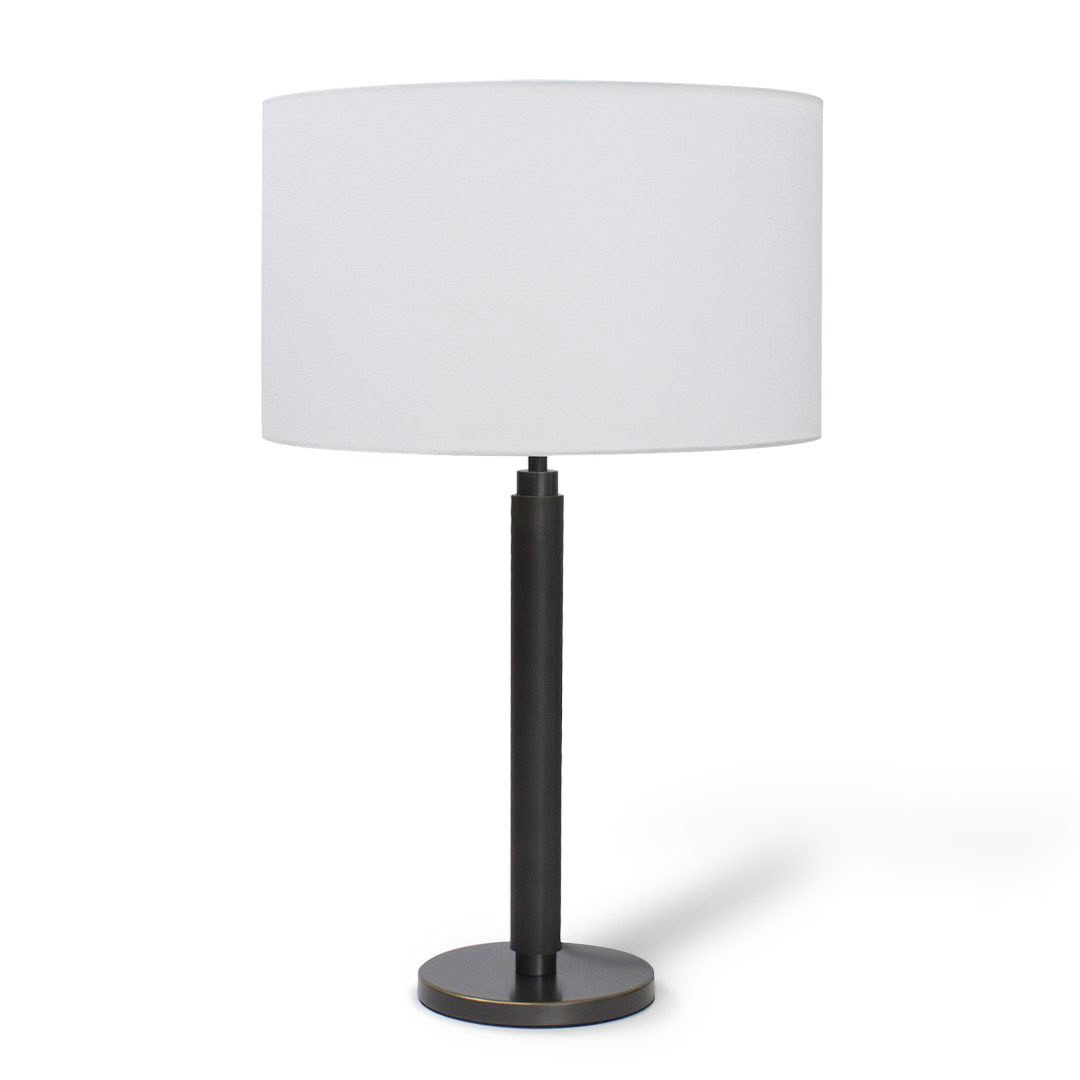 Modern black floor lamp with white shade