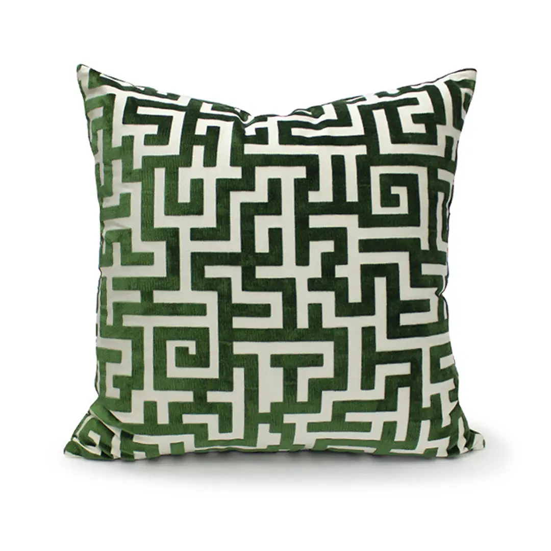 Green geometric pattern throw pillow