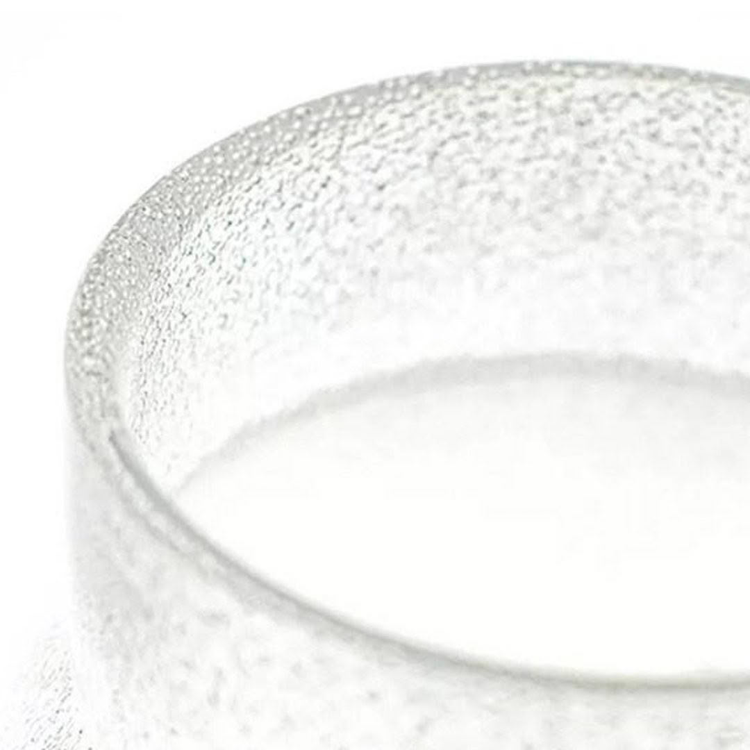 Close-up of frosted glass rim