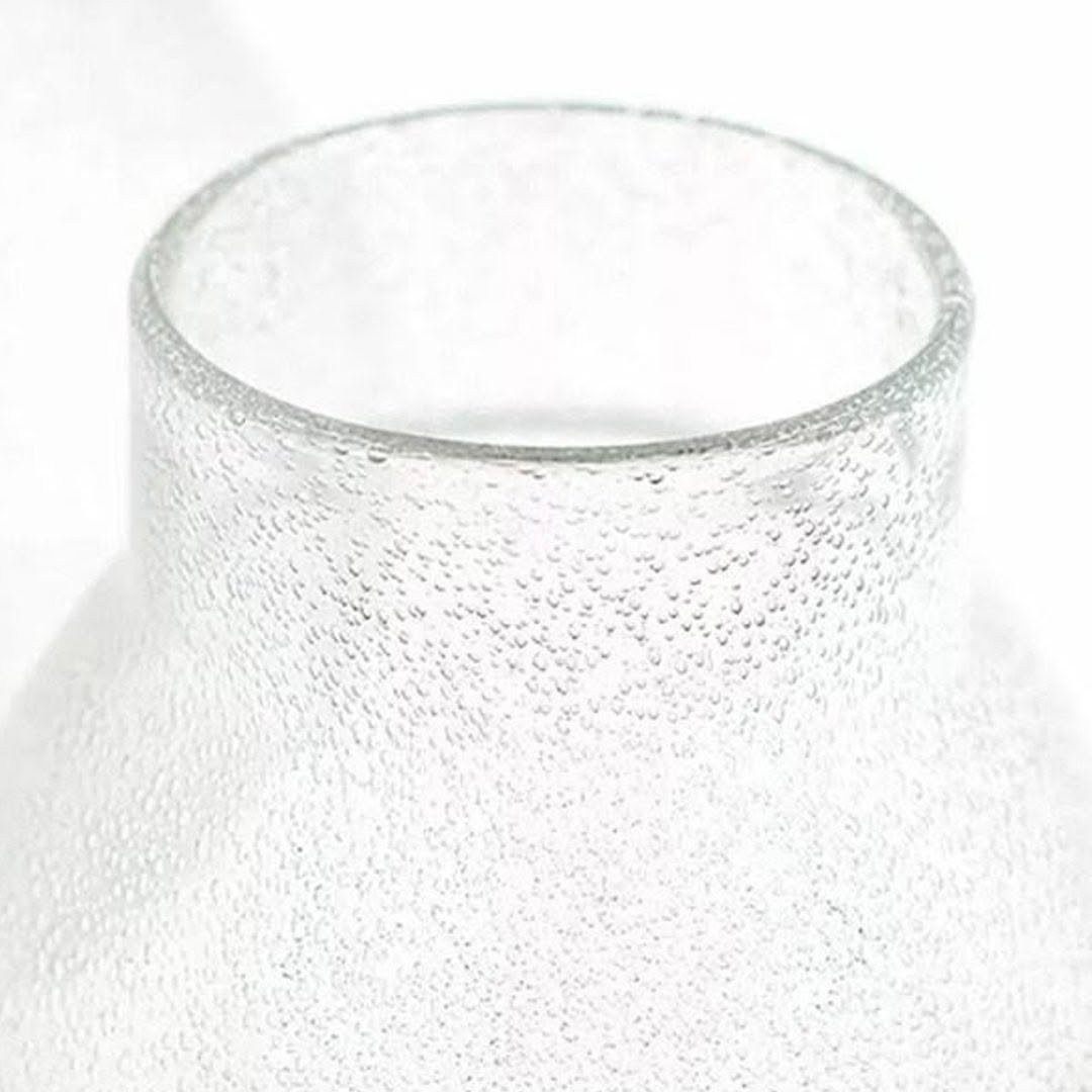 Breb-Vase-clear-bubbles Frosted glass jar with condensation close-up