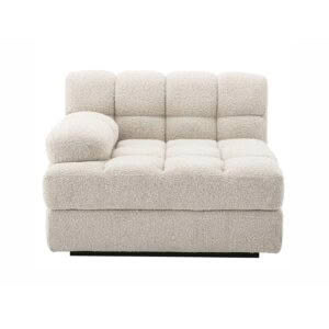 Beige plush armchair on white background