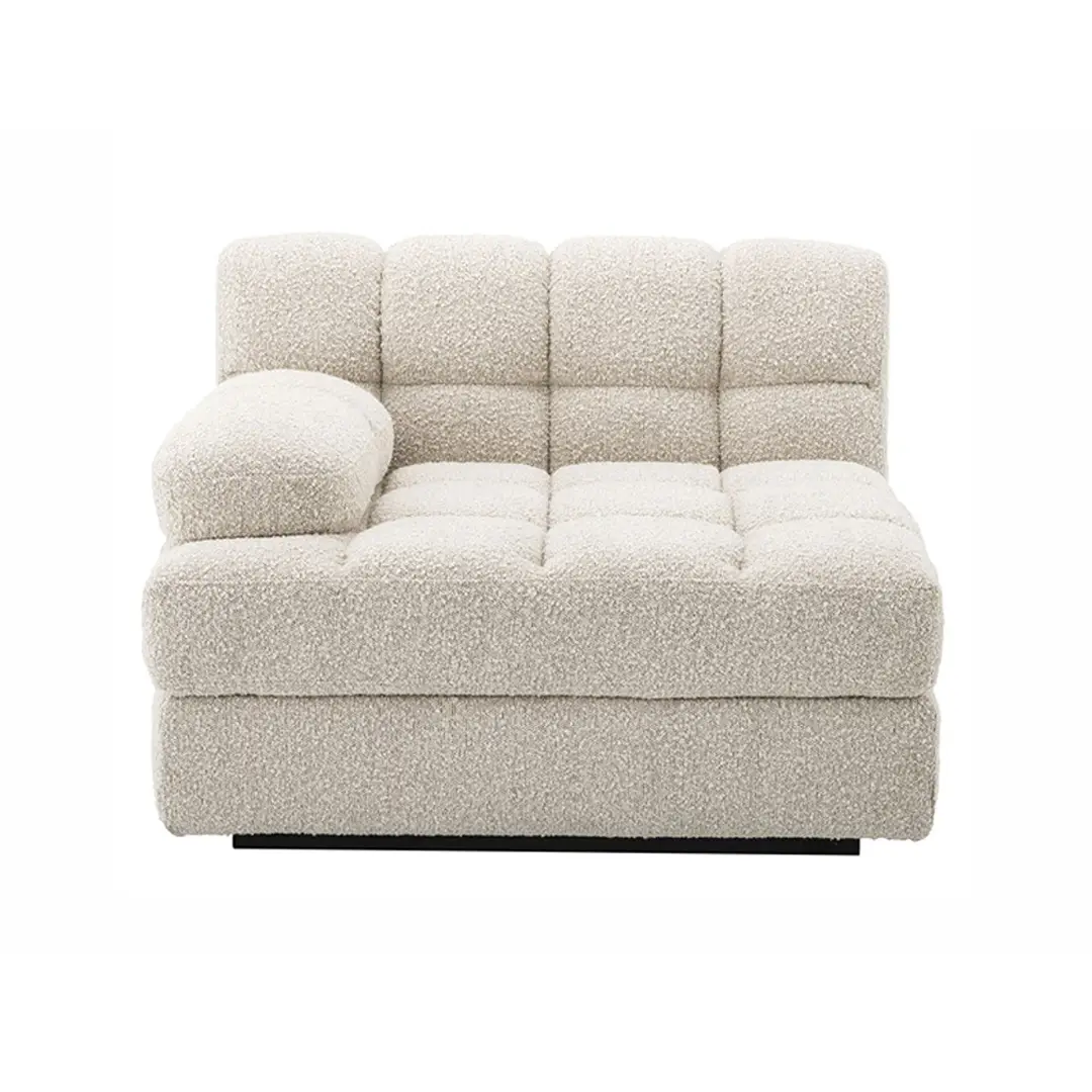 Beige plush armchair on white background