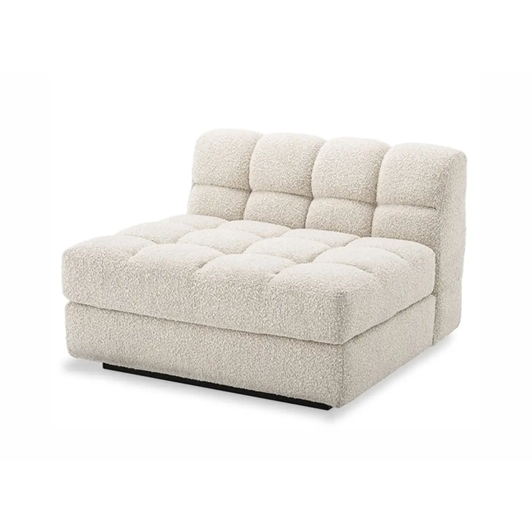 Modern beige tufted modular sofa piece