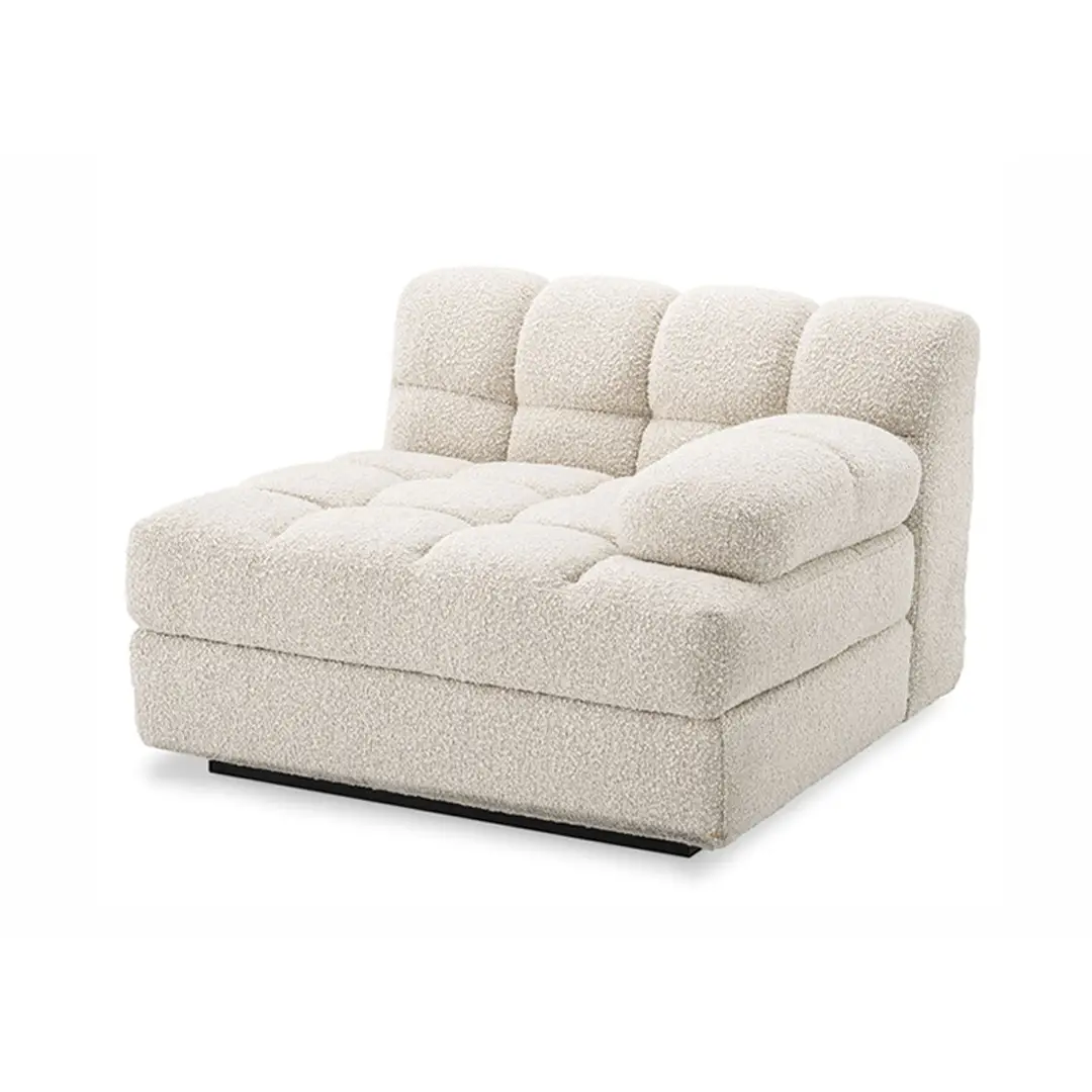 Beige tufted modular sofa chair on white background
