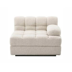Plush beige modular sofa section isolated on white