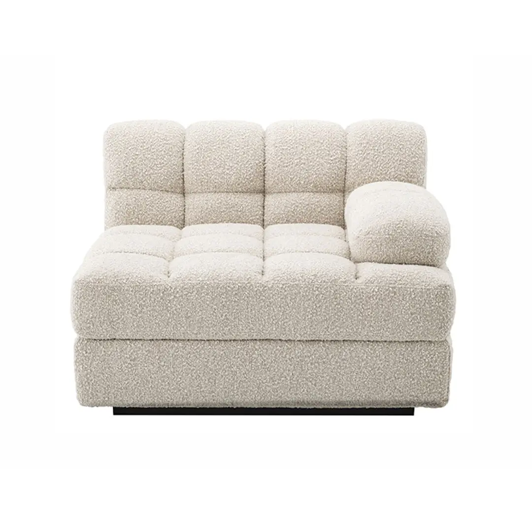 Plush beige modular sofa section isolated on white