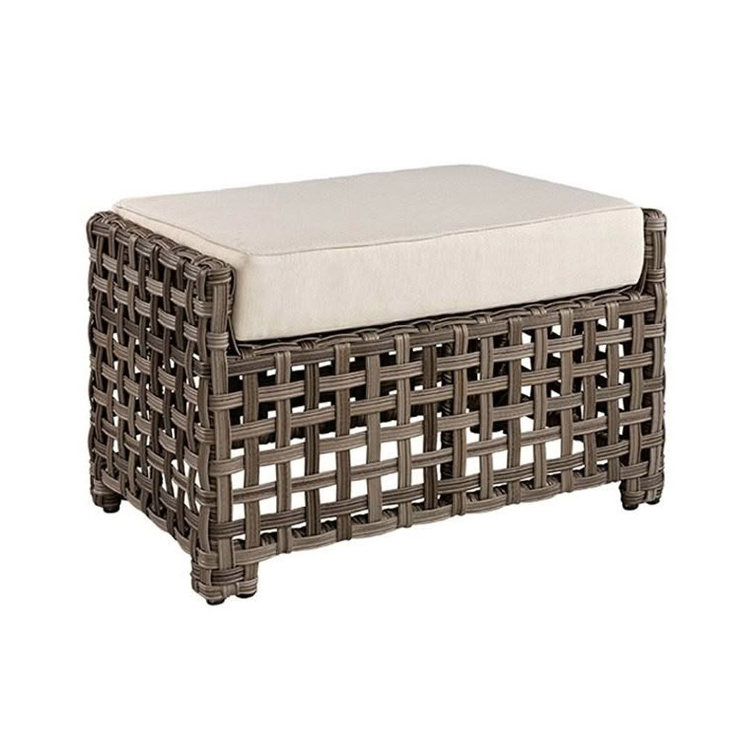 Woven outdoor ottoman with cushion