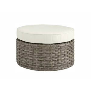 Round wicker ottoman with cushion top