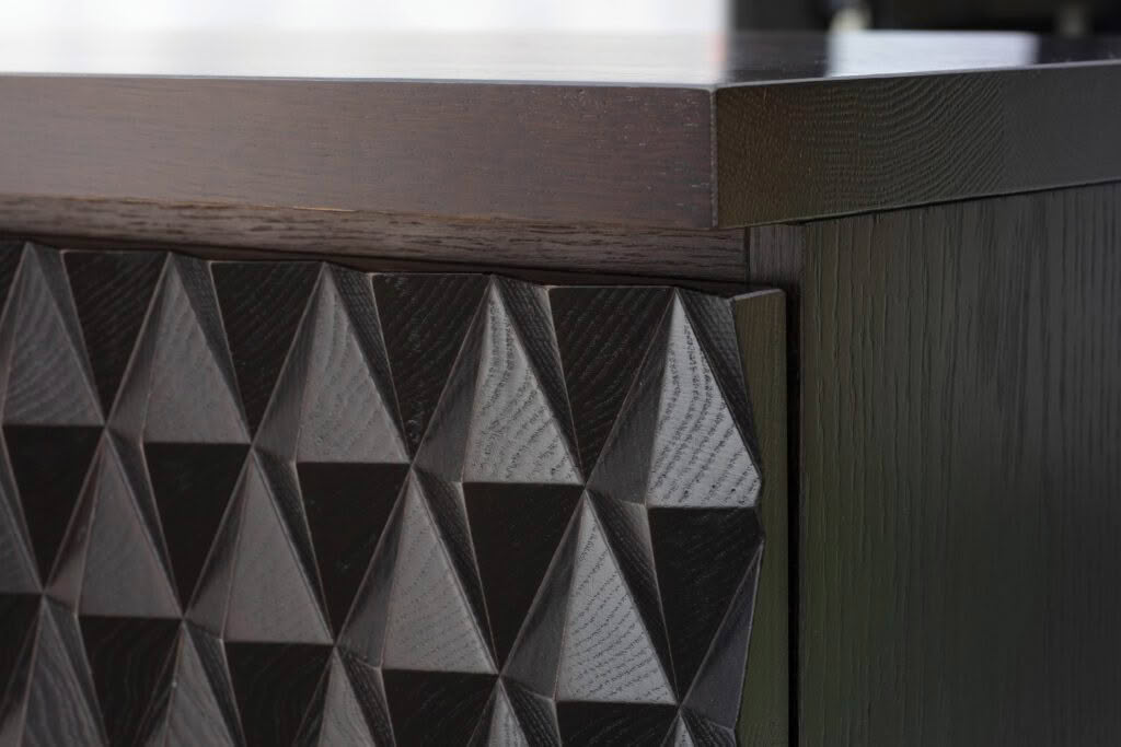 Geometric pattern on wooden textured furniture surface