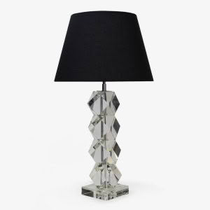 RIALTO TABLE LAMP - CRYSTAL WITH BLACK LINEN SHADE