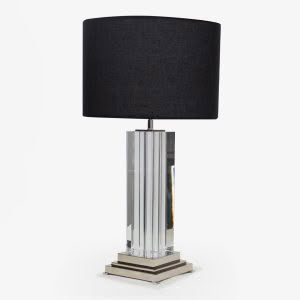 MURANO TABLE LAMP - CRYSTAL WITH BLACK LINEN SHADE