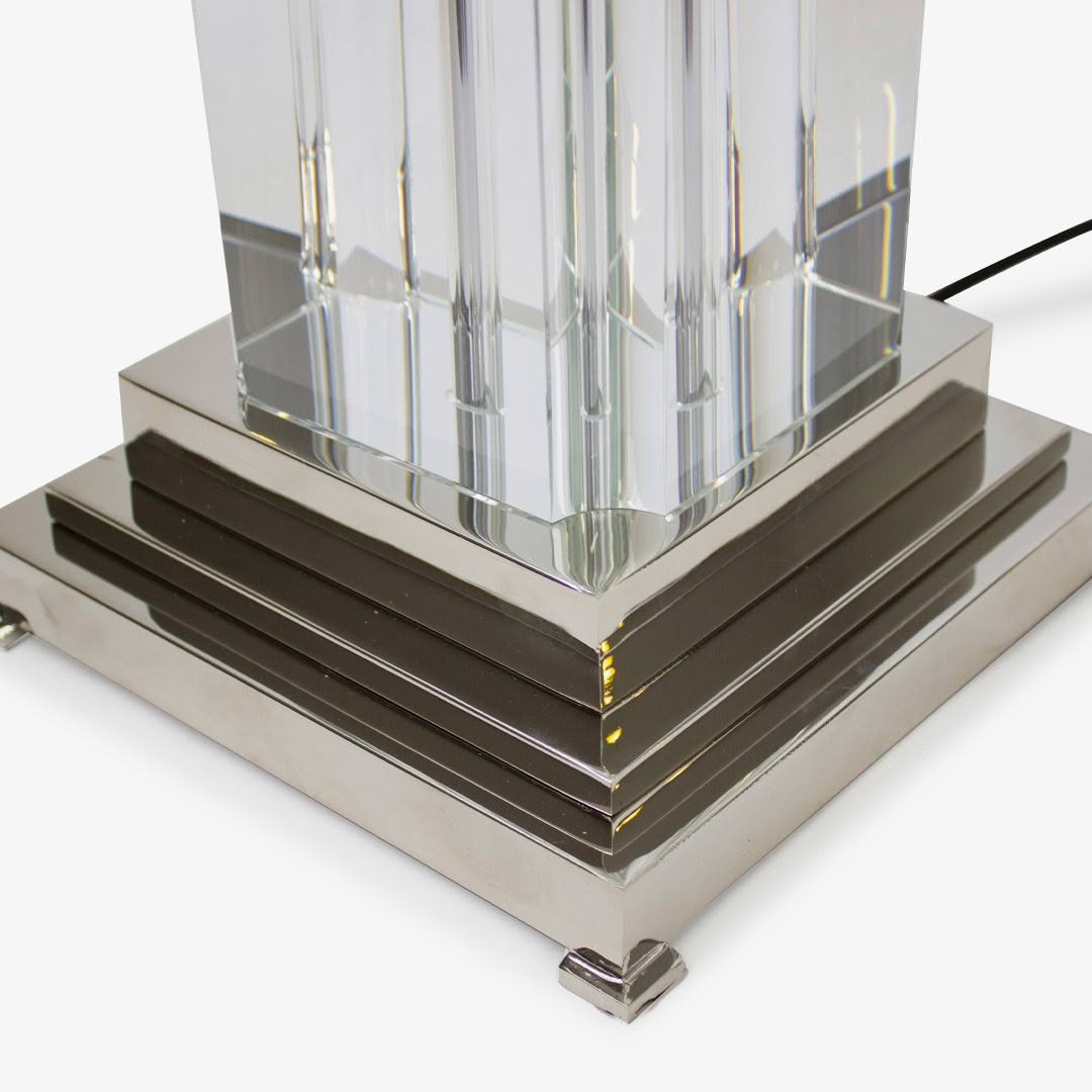 MURANO TABLE LAMP - CRYSTAL WITH BLACK LINEN SHADE - Image 3