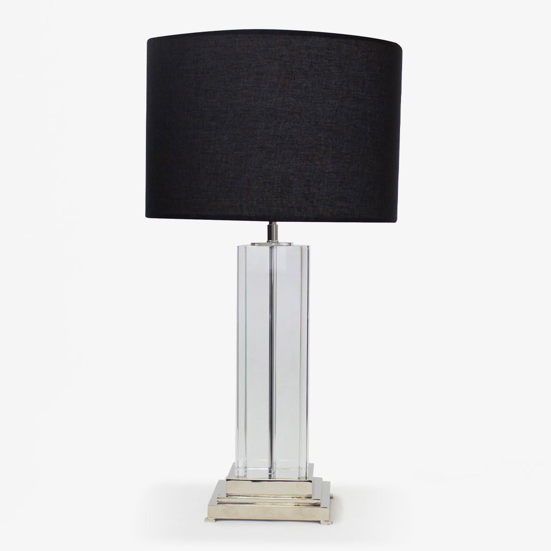 MURANO TABLE LAMP - CRYSTAL WITH BLACK LINEN SHADE - Image 4