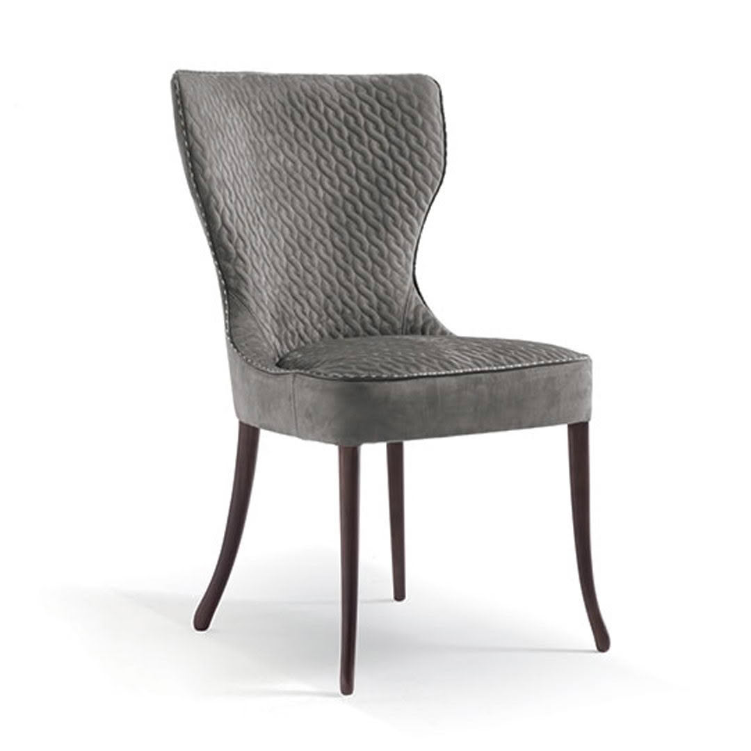 Elegant gray textured upholstered dining chair