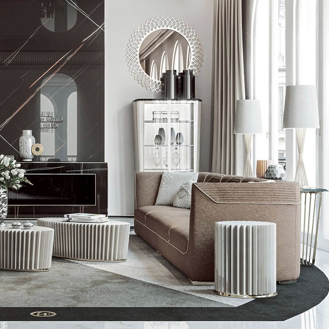 Elegant modern living room interior with stylish furniture