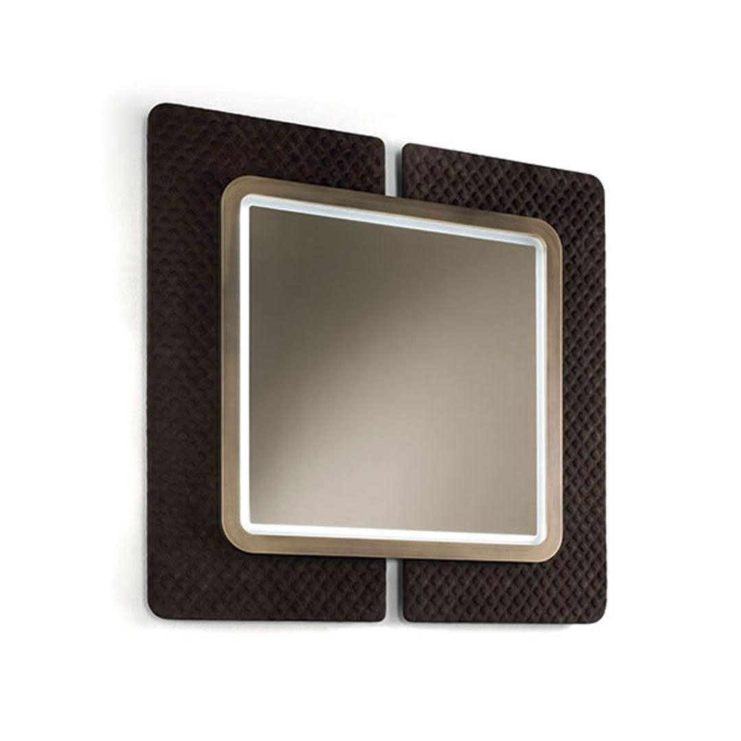 Modern double-layer wall-mounted mirror with textured frame