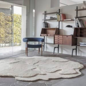 Modern room with stylish furniture and unique area rug