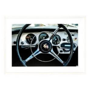 CLASSIC CAR STEERING WHEEL PRINT - FSY106 - WHITE FRAME
